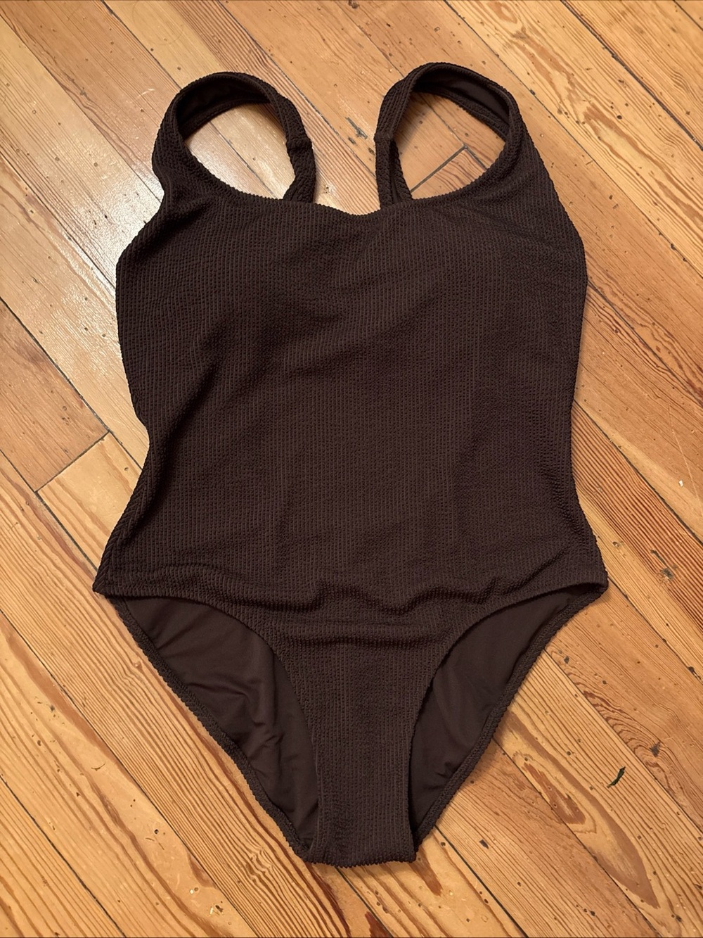 J Crew Claudia Scrunchie One-Piece, Sz 16, Inky Espresso